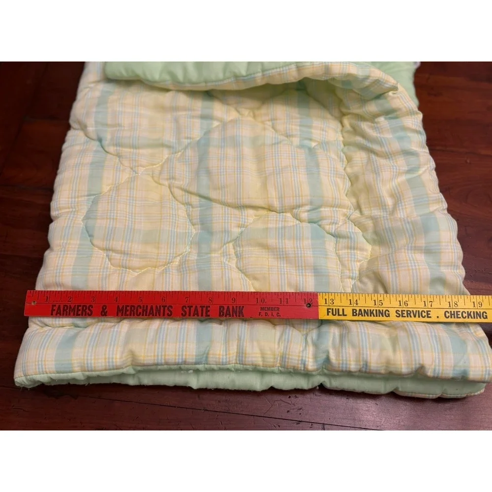 Vintage Plaid Gingham Baby Comforter Quilt Shaped Fringe Pillow Crochet‎ Blanket